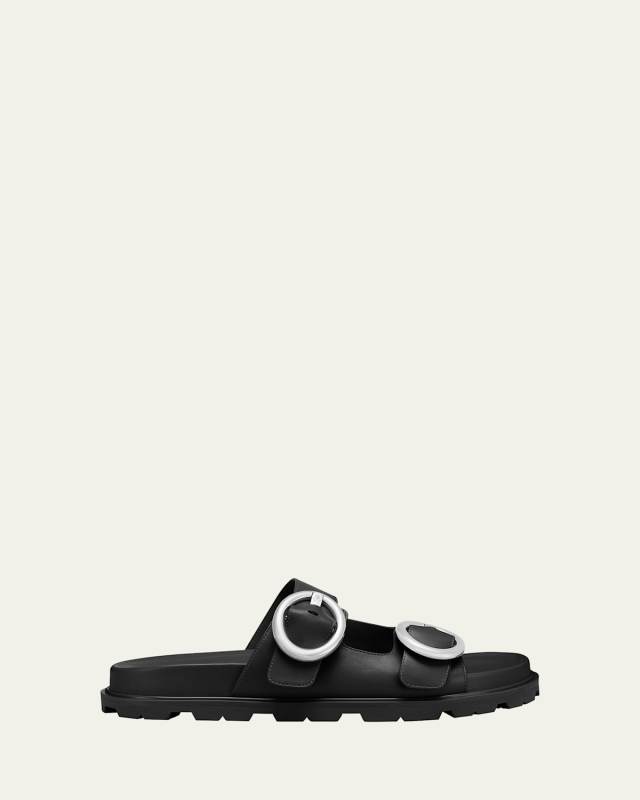 Benni Leather Dual-Strap Sport Slide Sandals